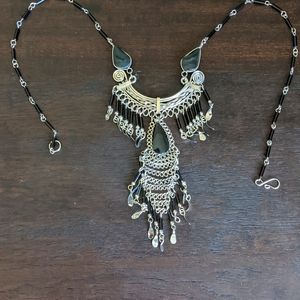 Black and silver jingly necklace